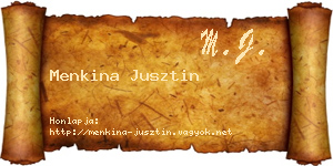 Menkina Jusztin névjegykártya